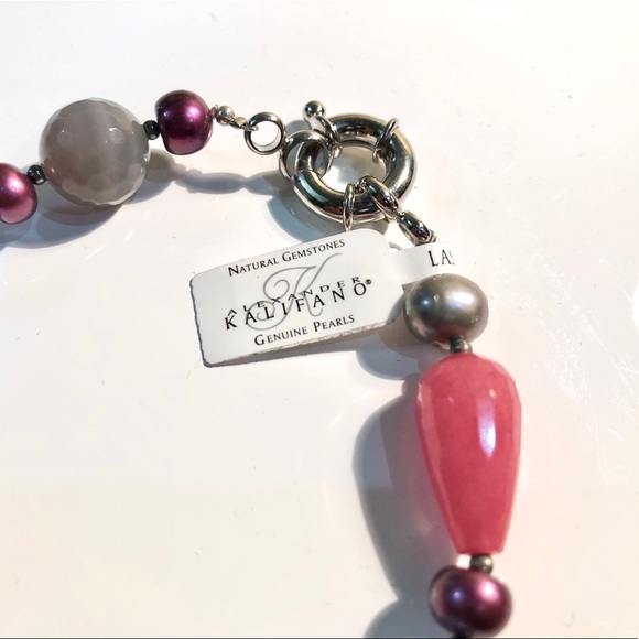 Kalifano Necklace With Gemstones & Genuine Pearls - Picture 6 of 8